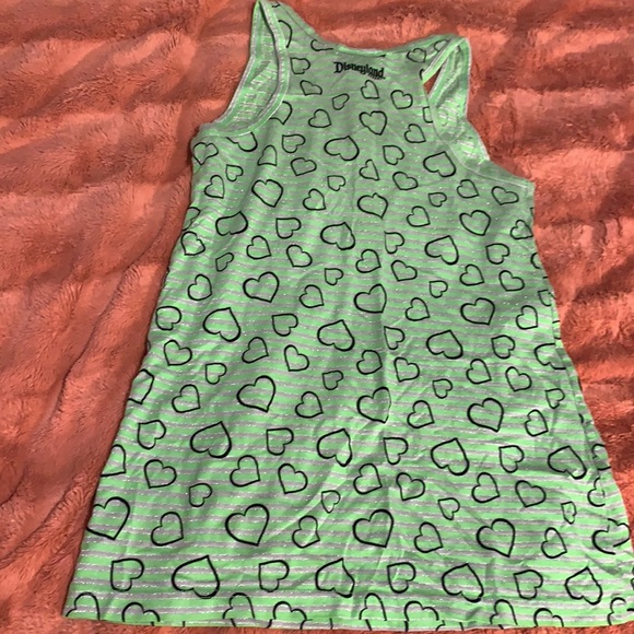 Disney Parks Mickey Mouse Tank Top - Green & silver striped w/black hearts - Picture 6 of 7